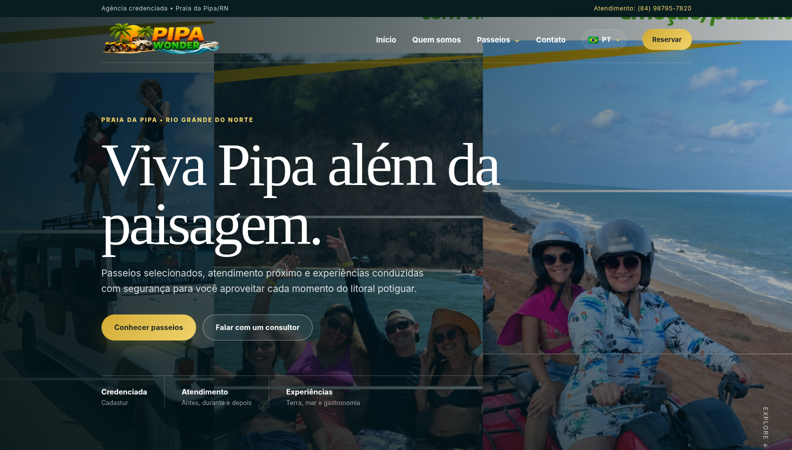 Prévia do site Pipa Wonder